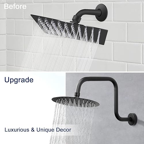 Miniatura 6 de NearMoon Brazo de extensión de ducha en forma de S con brida, tubo extensor de cabezal de ducha de altura alta de acero inoxidable, extensión