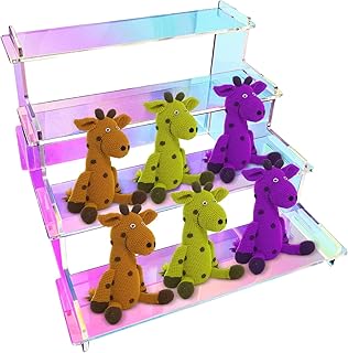 Rainbow Acrylic Display Stands,Acrylic Rectangle Risers for Tabletop Showcase - 4 Tiered Tabletop Rainbow Shelf Showcase, Jewelry Display Shelf for Action Figure, Jewelry, Perfume Jmedic