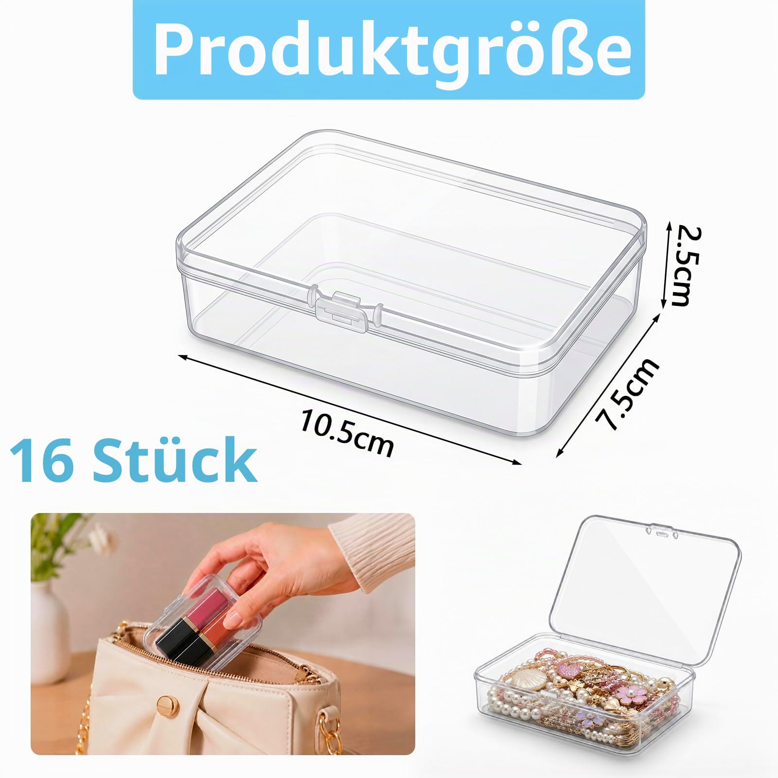 16er-Set Karten Aufbewahrungsbox, Spielkarten Etui, Kartenbox, Karten Box | Kompakt, mit Deckel und leicht zu transportieren; ideal zur Aufbewahrung von Spielkarten, Sammelkarten und kleinem Zubehör