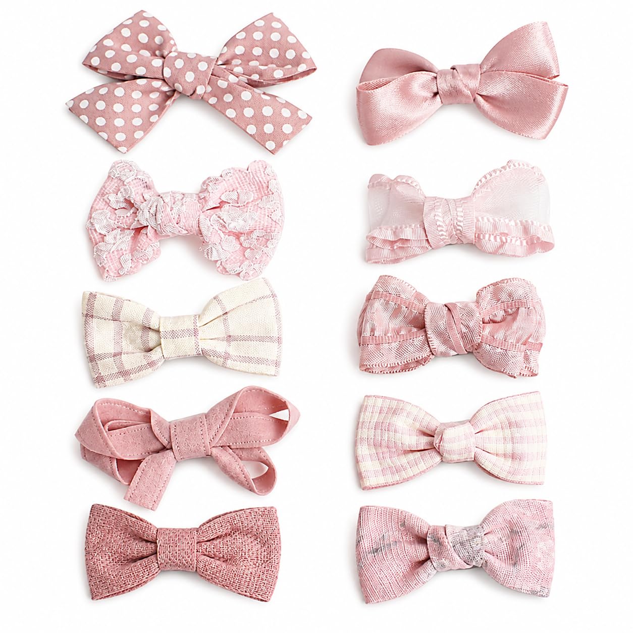10 Pack Baby Hair Bows Clips for Girls, Pink Toddler Hair Clips, Soft Fabric Bow Barrettes with Alligator Clips, Cute Hair Accessories for Birthday Gift