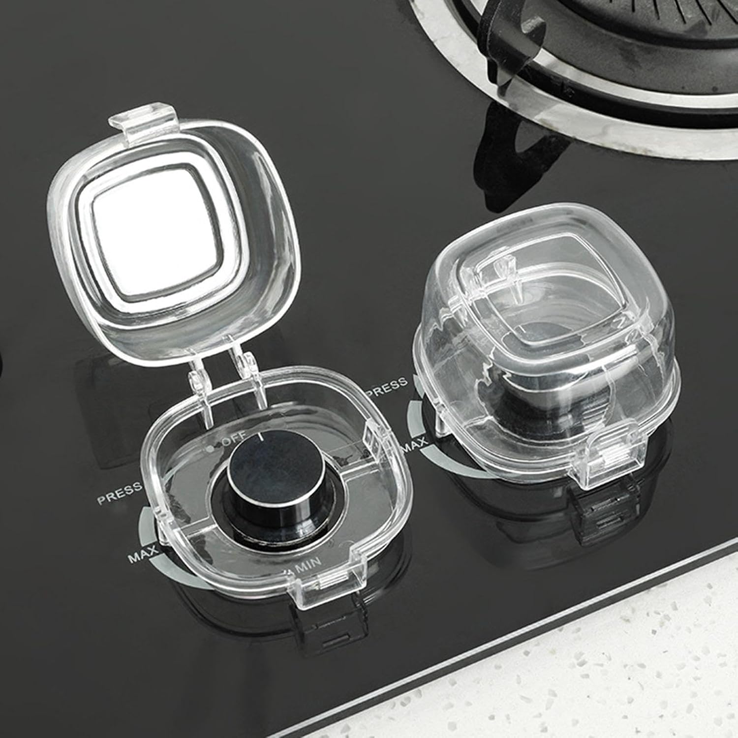 Stove Safety Knob Covers | 4-Pieces Heat Resistance Kitchen Protectors | Child Proof Stove Knob Covers - for Oven Kitchen Appliance Seniors Kid Women Men