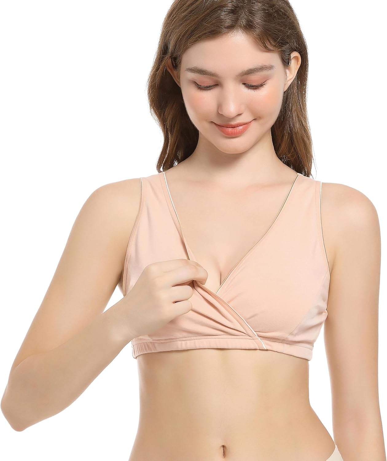 CAKYE 3 Pack Cotton Maternity Nursing Bras Breastfeeding Sleep Bralette Postpartum Bra