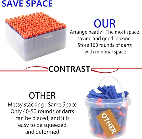 Miniatura 4 de EKIND Cajas de almacenamiento ordenadas de dardos de espuma compatibles con dardos Nerf Elite o dardo corto, fácil de combinar y transportar (1
