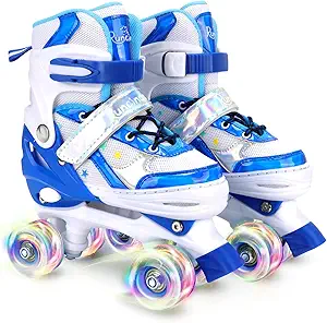 Runcinds Toddler Roller Skates for Girls Kids Boys, 4 Size Adjustable with Light Up Wheels