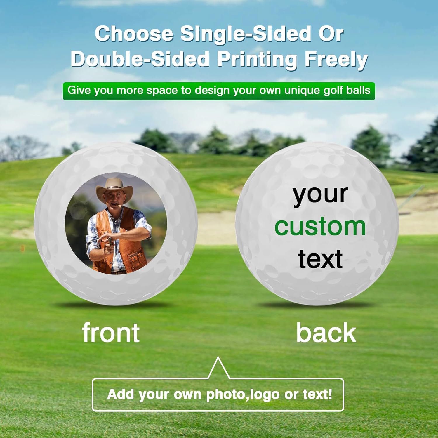 Personalized Golf Balls-1 Dozen/21 Pack Bulk, Customized Text/Logo/Image Upload Printed, Custom Golf Balls for Men, Women, Boyfriend, Dad, Husband, Golfers, Grandpa Retirement Gifts