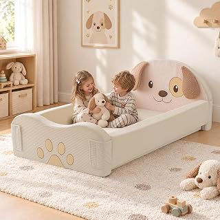Toddler Floor Bed, Expandable Design Toddler Bed No Assembly