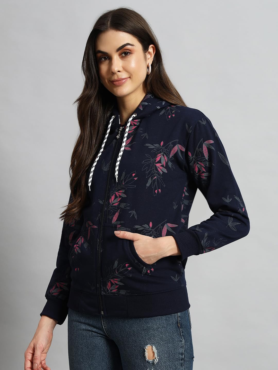 eKools Women's Fleece Blend Winters Regular Fit Hoodie Sweatshirt with Pockets (Flee20-Navy, X-Large) - Image 3 thumbnail