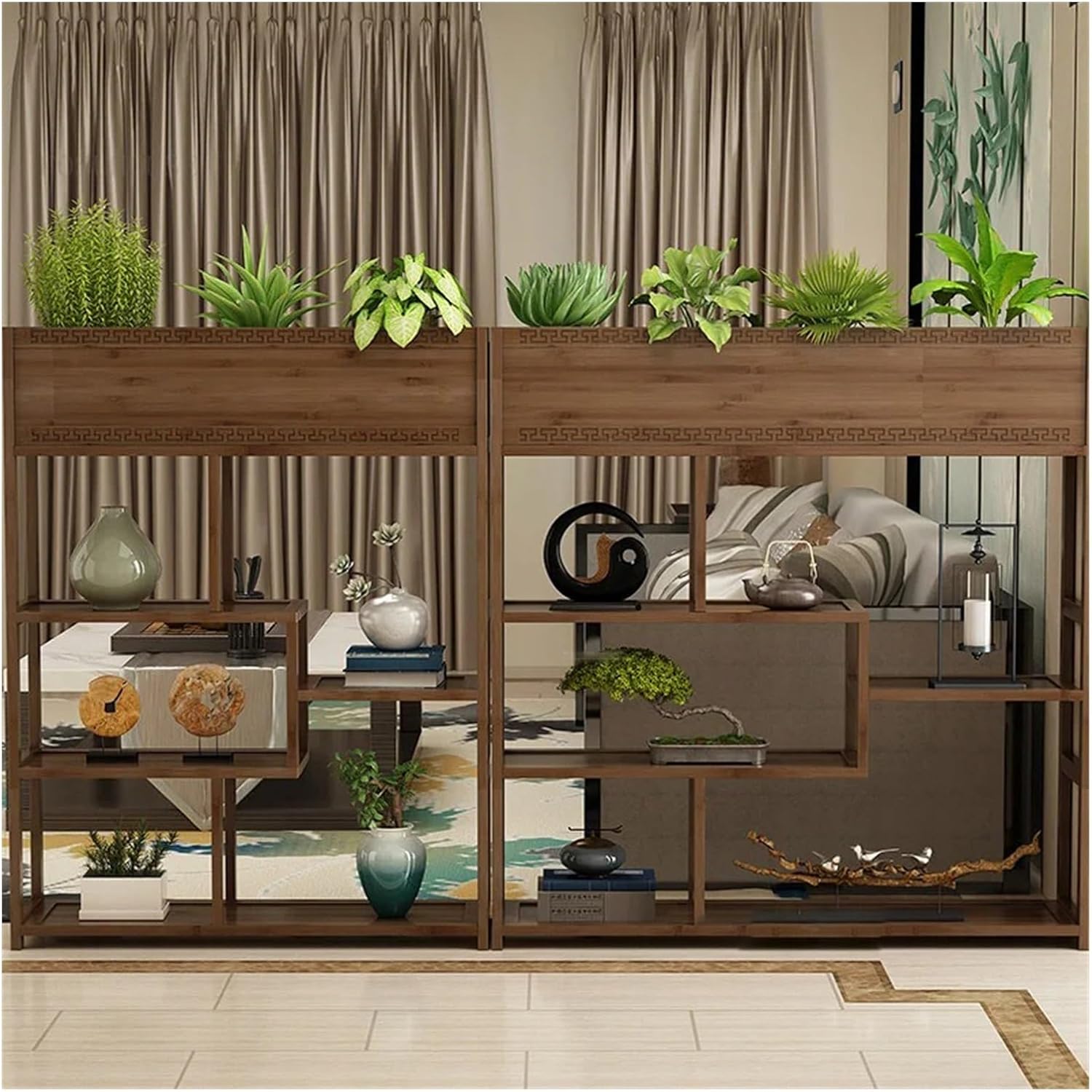 Flower pot stand Nordic Restaurant Cafe Fence Flowers Stand Ins Solid Wood Partition Plant Shelves Office Leisure Floor Decorative Guardrail Rack