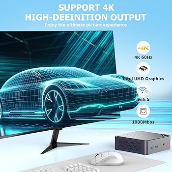 AWOW Mini PC Intel Gen12 N100, 8GB DDR5 4800MHz 512GB M.2