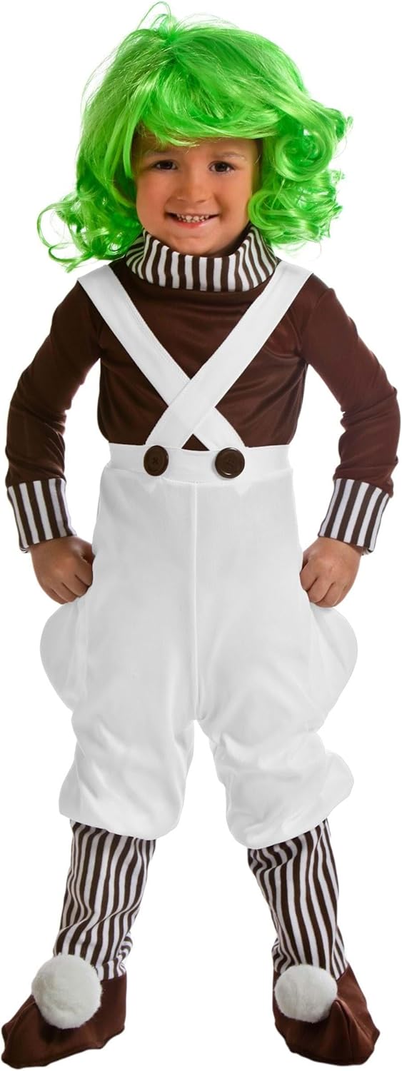 Fun Costumes Toddler Chocolate Factory Worker Costume | Candy Creator Outfit with Pants, Shirt, Wig, & Boot Covers