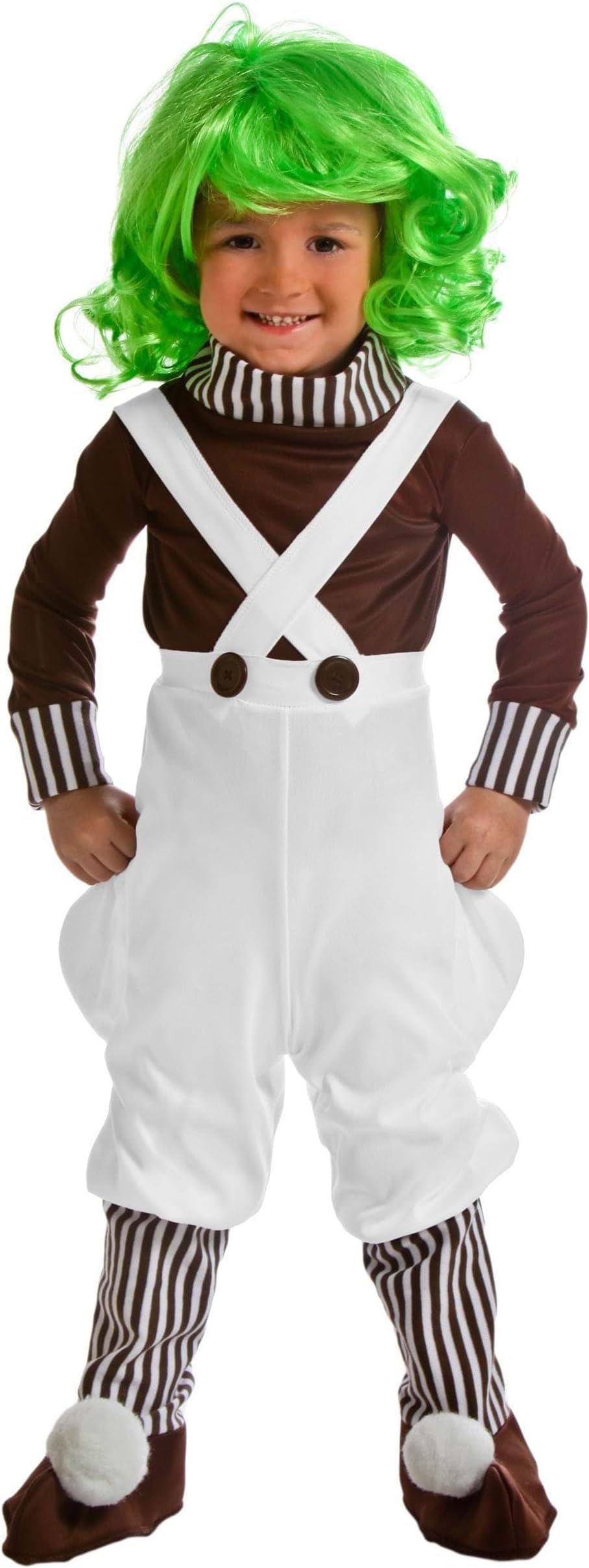 Fun Costumes Toddler Chocolate Factory Worker Costume | Candy Creator Outfit with Pants, Shirt, Wig, & Boot Covers
