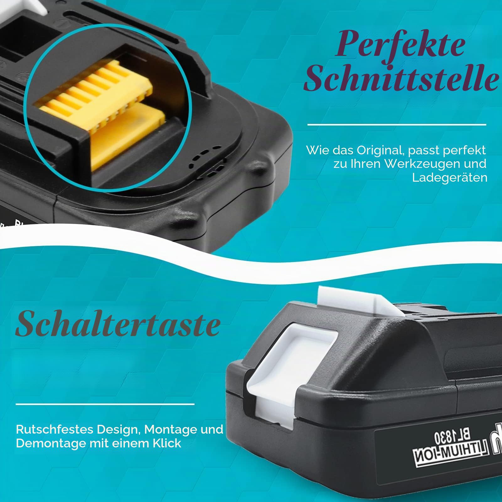 Ersatzakku für Makita Akku 18V 5500mAh mit DC18RC 4A Ladegerät | Kompatibel mit Akku Kompatibel mit Ladegerät BL1860 BL1860B BL1850 BL1850B BL1840 BL1830 BL1820 LXT400