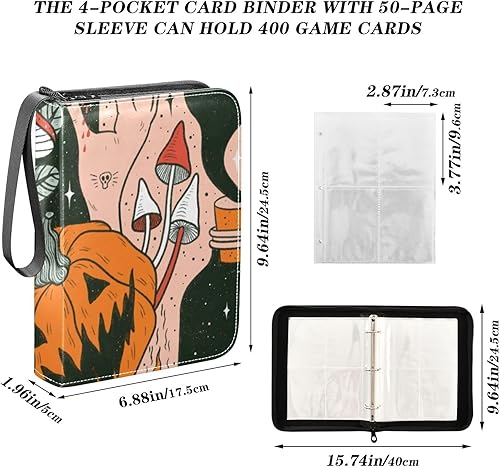 Miniatura 3 de Pumpkins Cats Cards Album in Durable PU Leather, Secure Zippered Design, Playing Card Binder Waterproof
