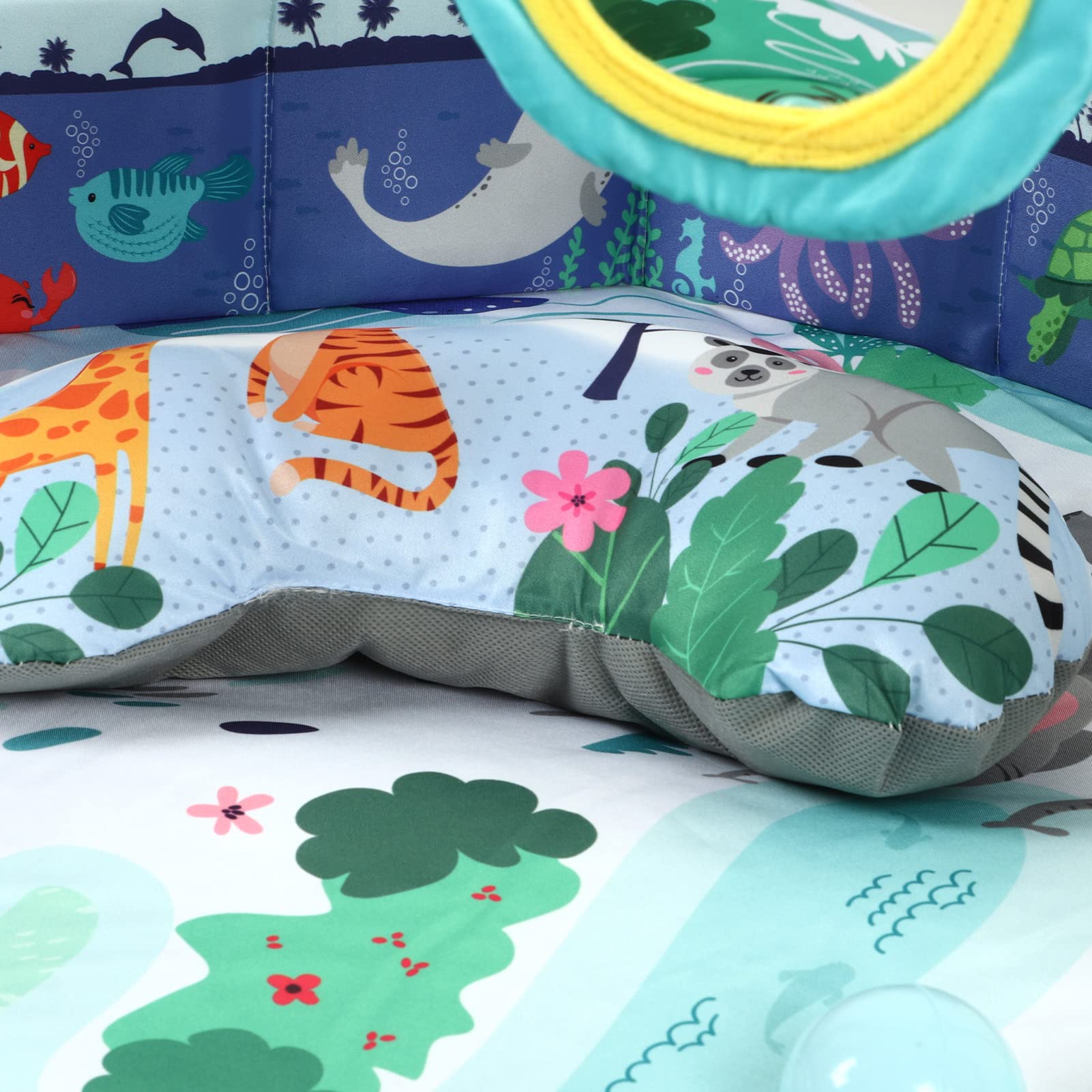 Alfombra de Juego Multiusos para Bebés con Juguetes Extraíbles para Estimulación Visual, Auditiva y Táctil, Estera de Gimnasio Portátil Plegable para el Suelo, Libro de Tela con Espejo de