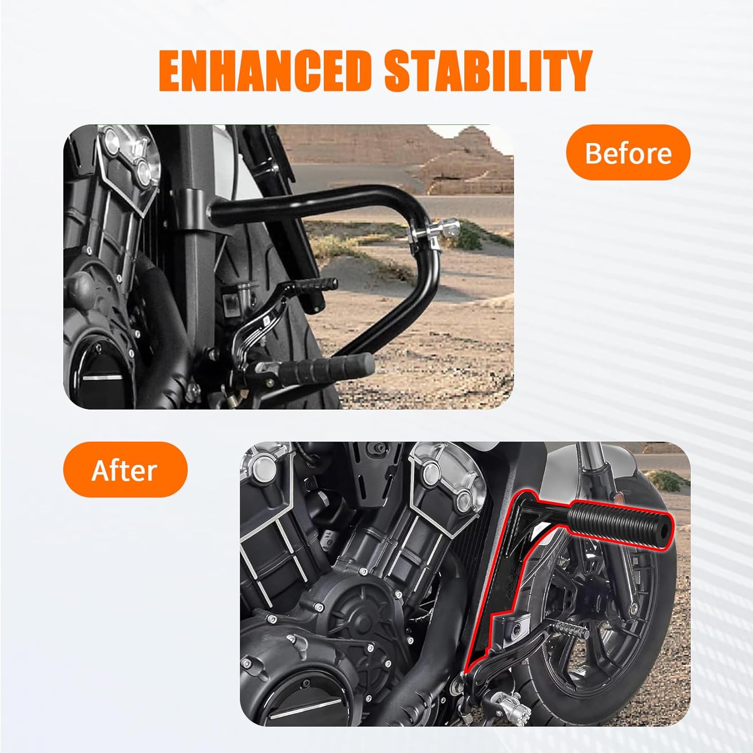 PSLER 2PCS Motorcycle Crash Bar - Fits for Indian Scout/Scout Bobber/Custom (2015-2024) Highway Engine Guard Protection System