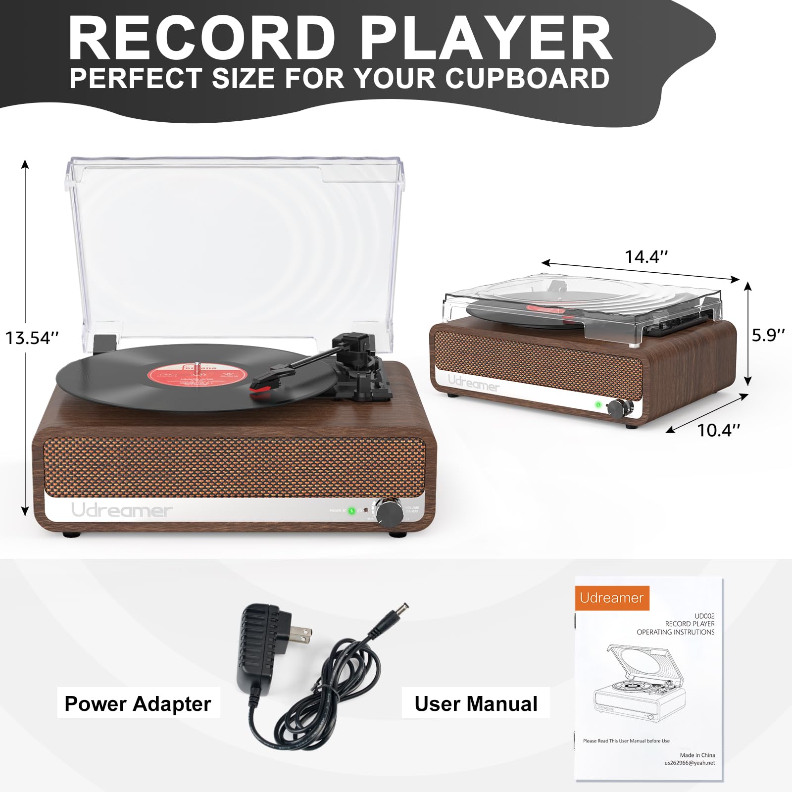 Vinyl platenspeler draadloze draaitafel met ingebouwde luidsprekers en USB-riemaangedreven vintage fonograafplatenspeler met 3 snelheden voor entertainment en woondecoratie (wit