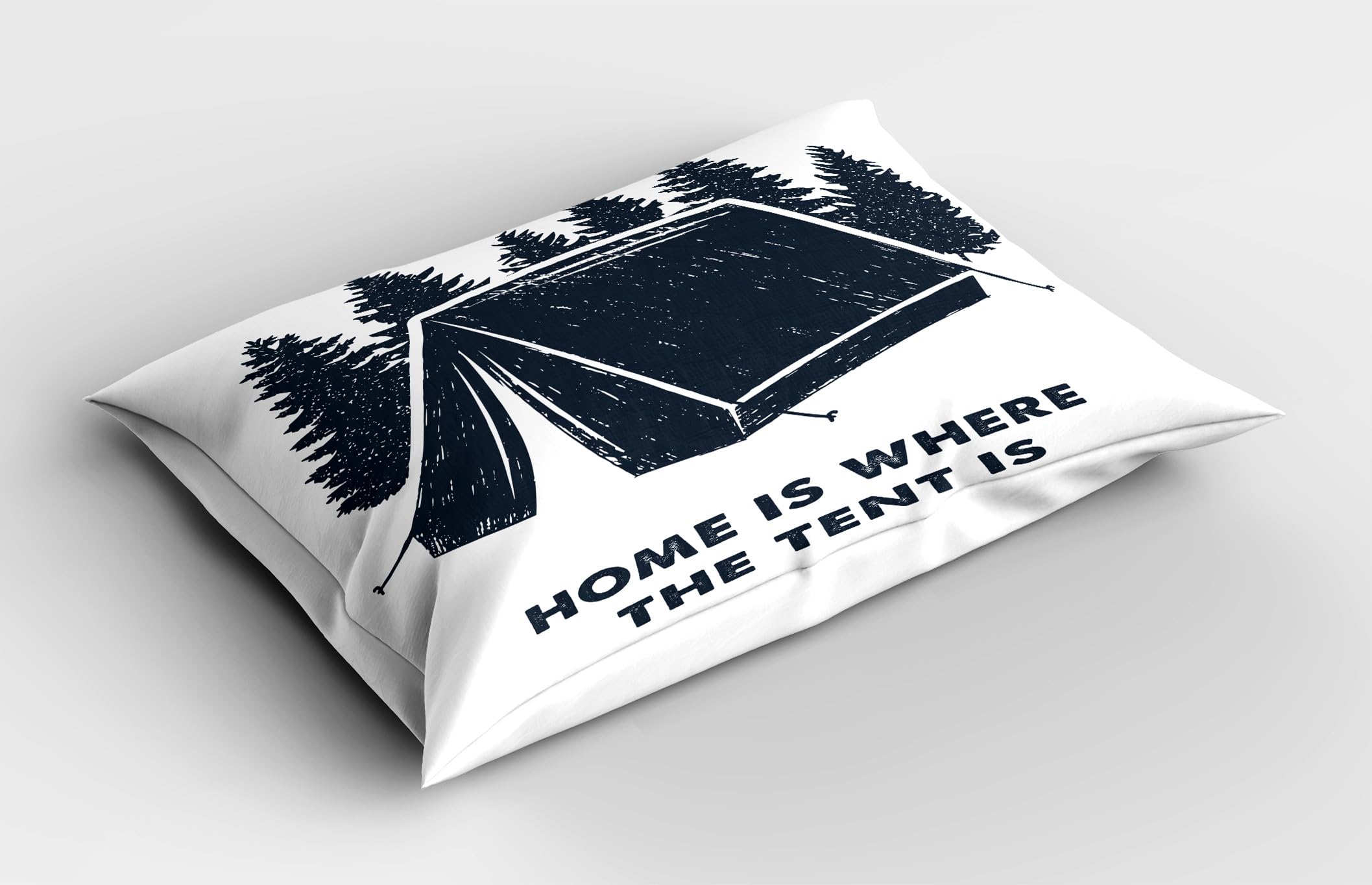 Ambesonne Saying Pillow Sham Set of 2, Home is Where The Tent is Lettering with Pine Trees Camping Travel Theme, Quality Microfiber Bedding Item for All Seasons, 26