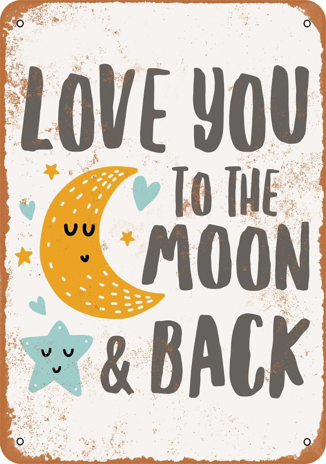 Miaomansenstore Metal Sign - Love You To The Moon And Back - Vintage Look Home Decor