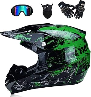 CHEYAL Adult Motocross Helm MX Motorradhelm ATV Scooter ATV Helm D. O. T Zertifiziert Rockstar Multicolor Mit Brillen Hand...