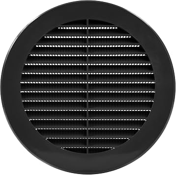 Vent Systems 6 Inch Black Soffit Vent Cover with Built-in Mesh Round Louvered Exterior Vent Cover 6 Plastic Air Intake & Exhaust Vent Outdoor Wall & Under Eave Ventilation Cover