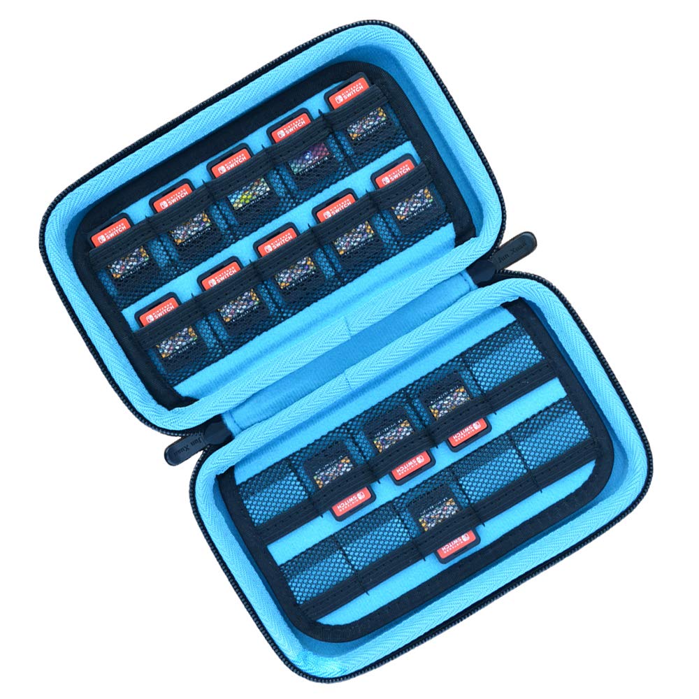 Hard Game Card Storage Holder Case for Nintendo Switch or PS Vita or SD Memory Cards - Black/Light Blue : Video Games