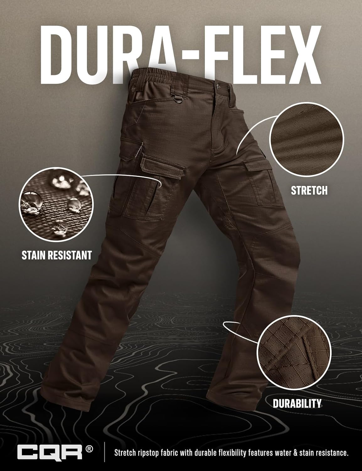 CQR Men's Flex Ripstop Tactical Pants, Water Resistant Stretch Cargo Pants, Lightweight EDC Hiking Work Pants - Image 7