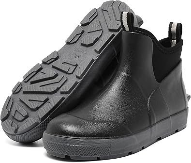 Men's Deck Boots, Waterproof Ankle Rain Boots with Anti-Slip Traction,