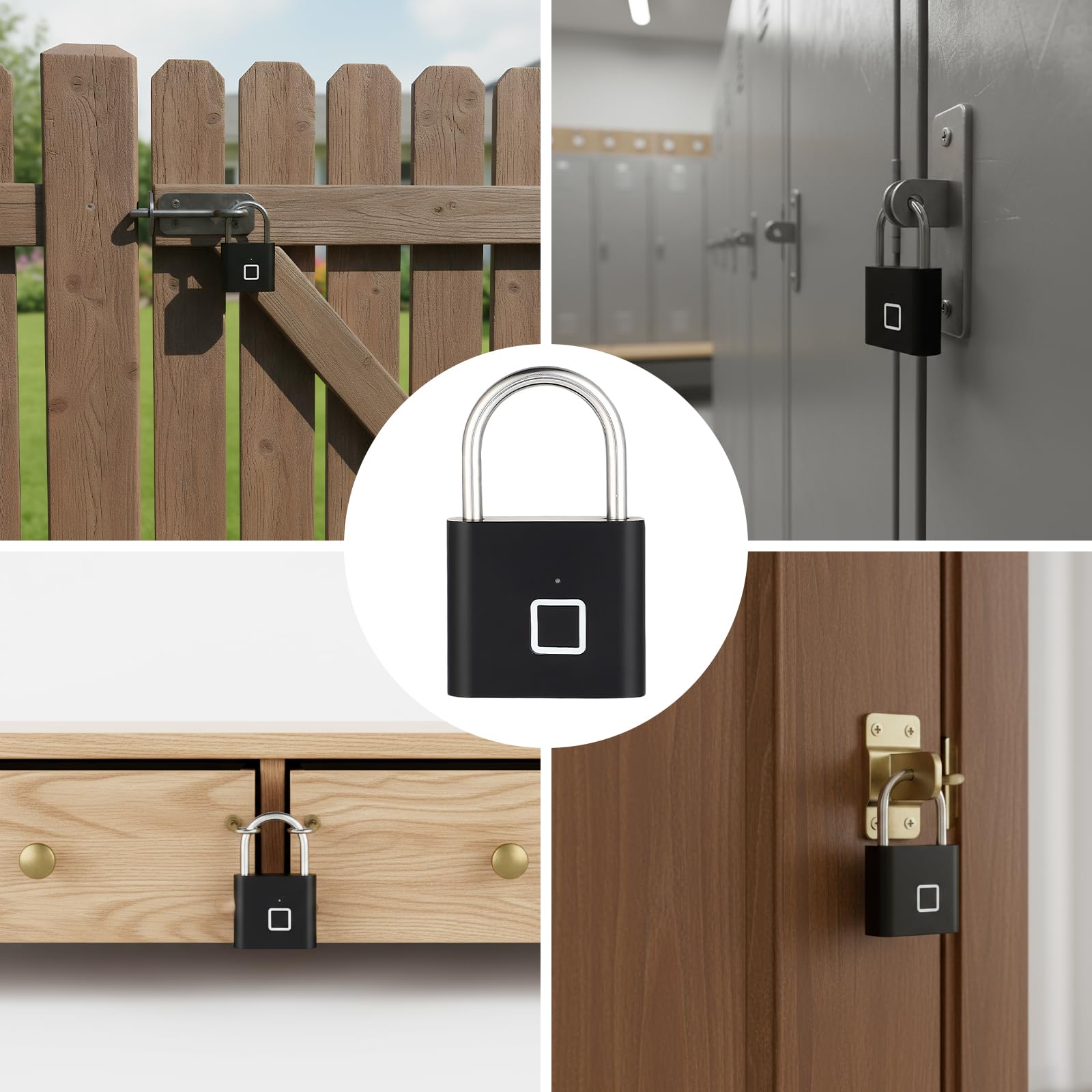 Lucchetto con Impronta Digitale – Ricarica USB-C, Impermeabile IP65 & Antiruggine – Per Palestra, Giardino, Bicicletta – Registra 20 Impronte, Cavo in Acciaio Antiscasso