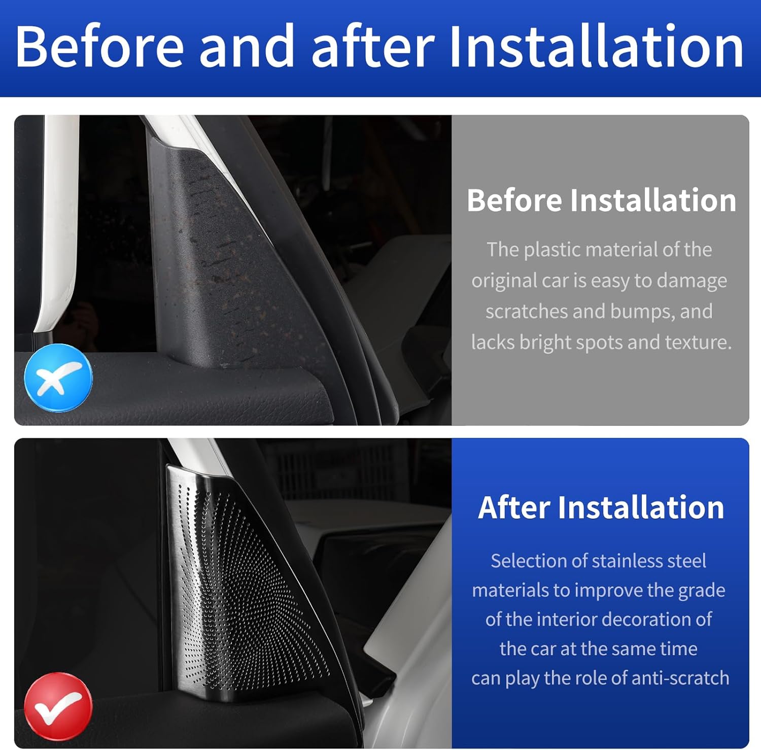 Car Door Horn Cover for 2024 2025 2026 Toyota Land Cruiser 250 1958 Prado Black Stainless Steel Exterior Decoration Upgraded Accessories (A - Pillar Speaker Cover)