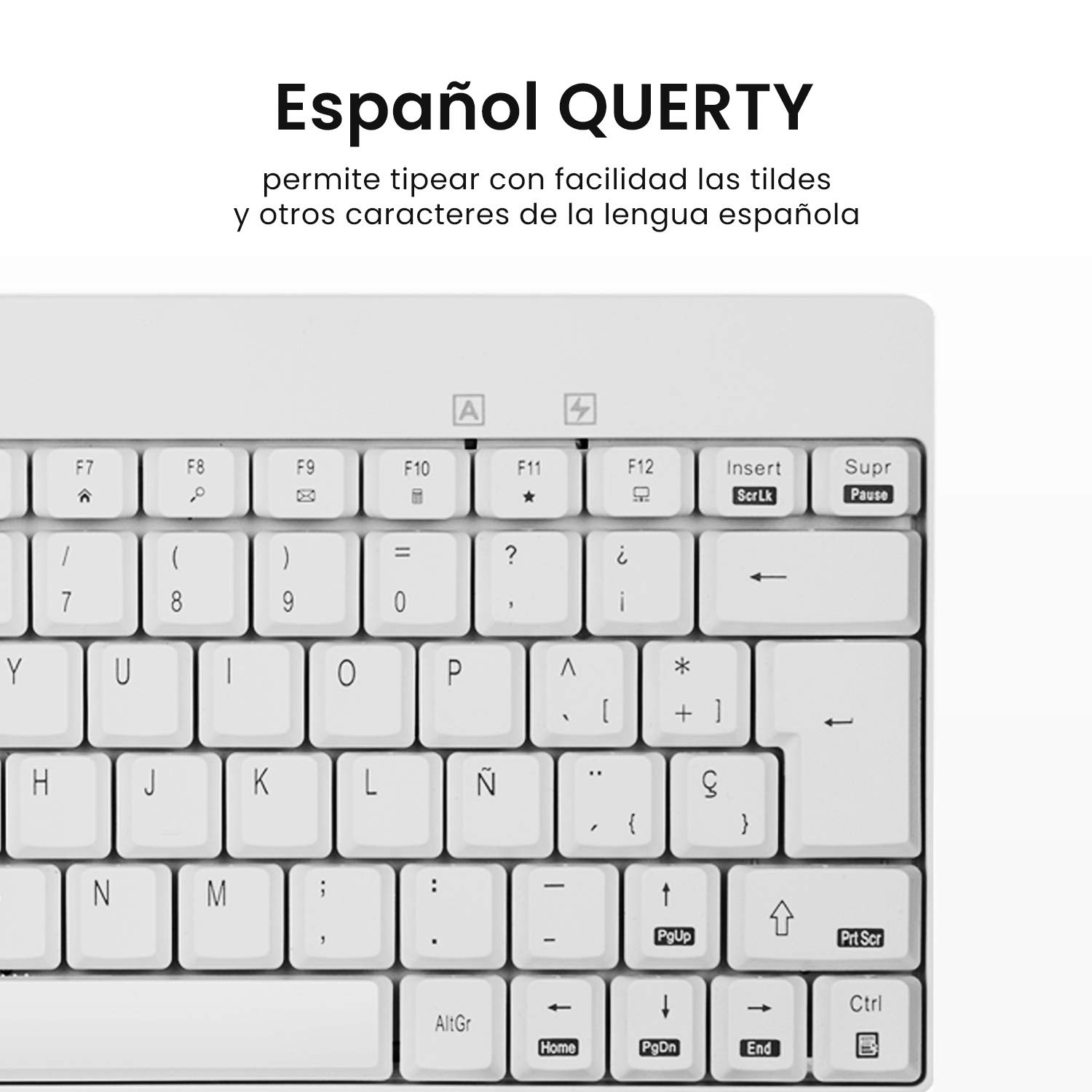 Perixx PERIDUO-712W Combo Teclado Pequeño y Ratón Inalámbrico para Windows, 2.4 GHz con Receptor USB, QWERTY Español, Blanco
