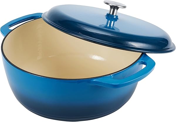Amazon Basics Rotondo Casseruola in ghisa smaltata, 6.9 l, Blu - 2