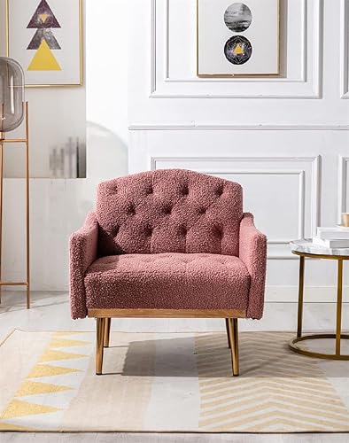 Miniatura 4 de WYKDD - Silla cómoda tapizada para sofá individual con respaldo, patas de metal cónicas sólidas para sala de estar, dormitorio, oficina