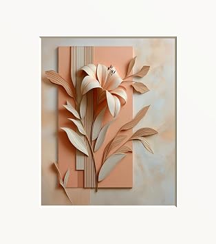 Littlepiecreations Lily Flower Coral Peach Matted Wall Art Print for Bathroom or Bedroom Walls Lily 2