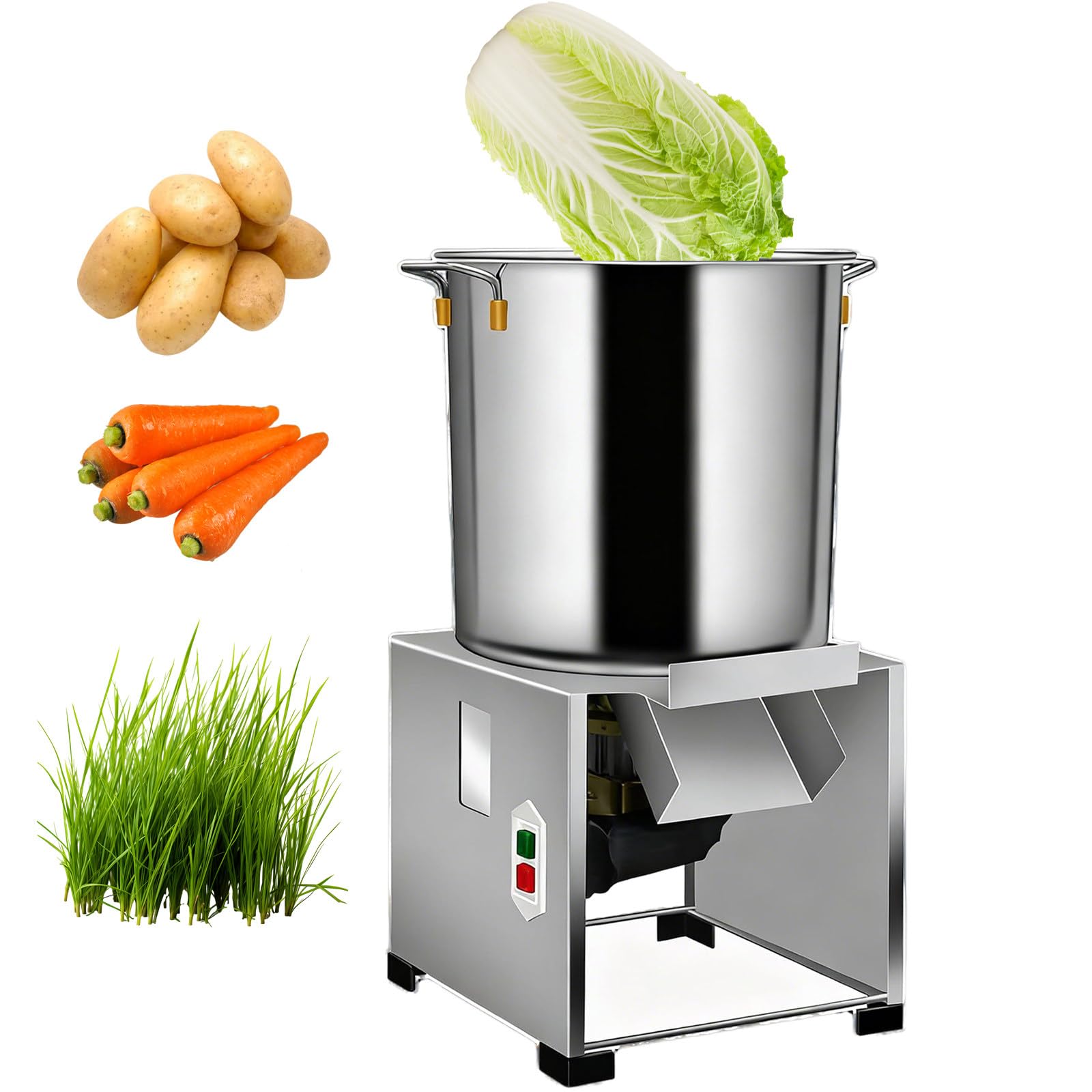 XUFWANYE Heavy-Duty Vegetable Chopper with 4 Blades, 50–120kg/H Output, for Poultry Feed Processing & Home Cooking, Large Feed Port, One-click start and pause 1800W