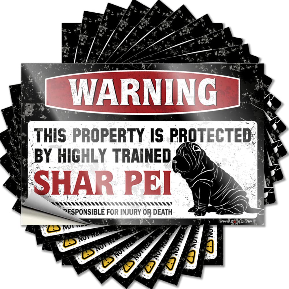 Fzfn Colour Warning This Property Is Protected By A Highly Trained Shar Pei Mini Vintage Kitchen Accessories - Funny Sticker Tumbler Removable Vinyl Decal(8X12cm)
