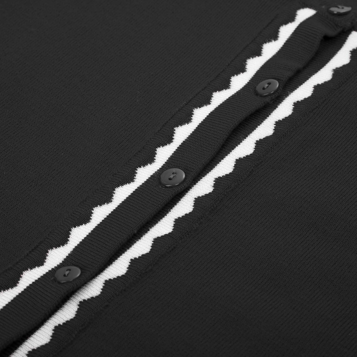 Women's Cardigan Sweater Color Block Long Sleeve Crew Neck Knit Cardigan Trendy Cropped Cardigan Shrug - Image 7