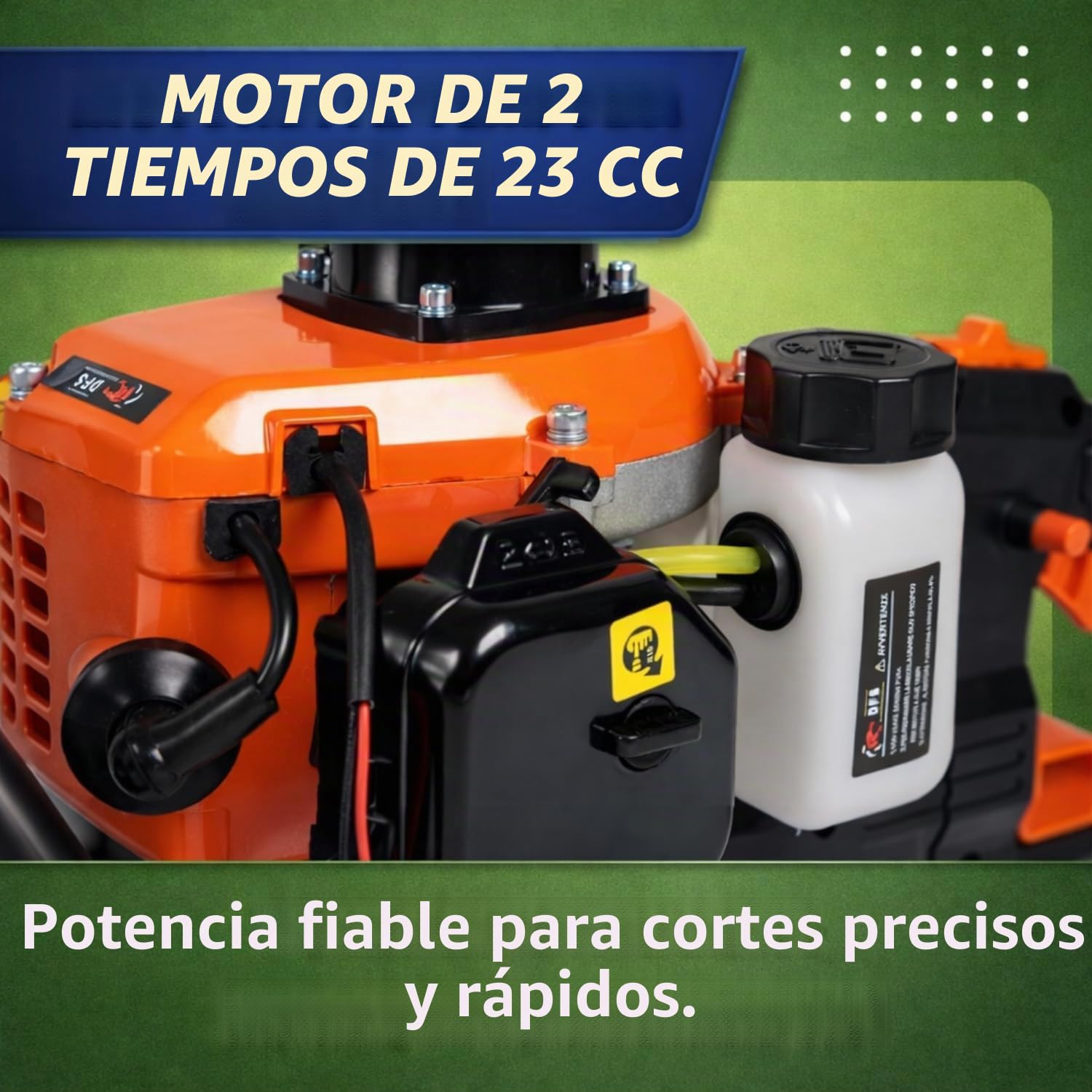 Cortasetos de gasolina con motor de 2 tiempos de 23 cc, cuchillas de doble corte de 60 cm, mango giratorio articulado y ergonómico, espaciado de dientes de 20 mm: ligero, potente y fácil de manejar