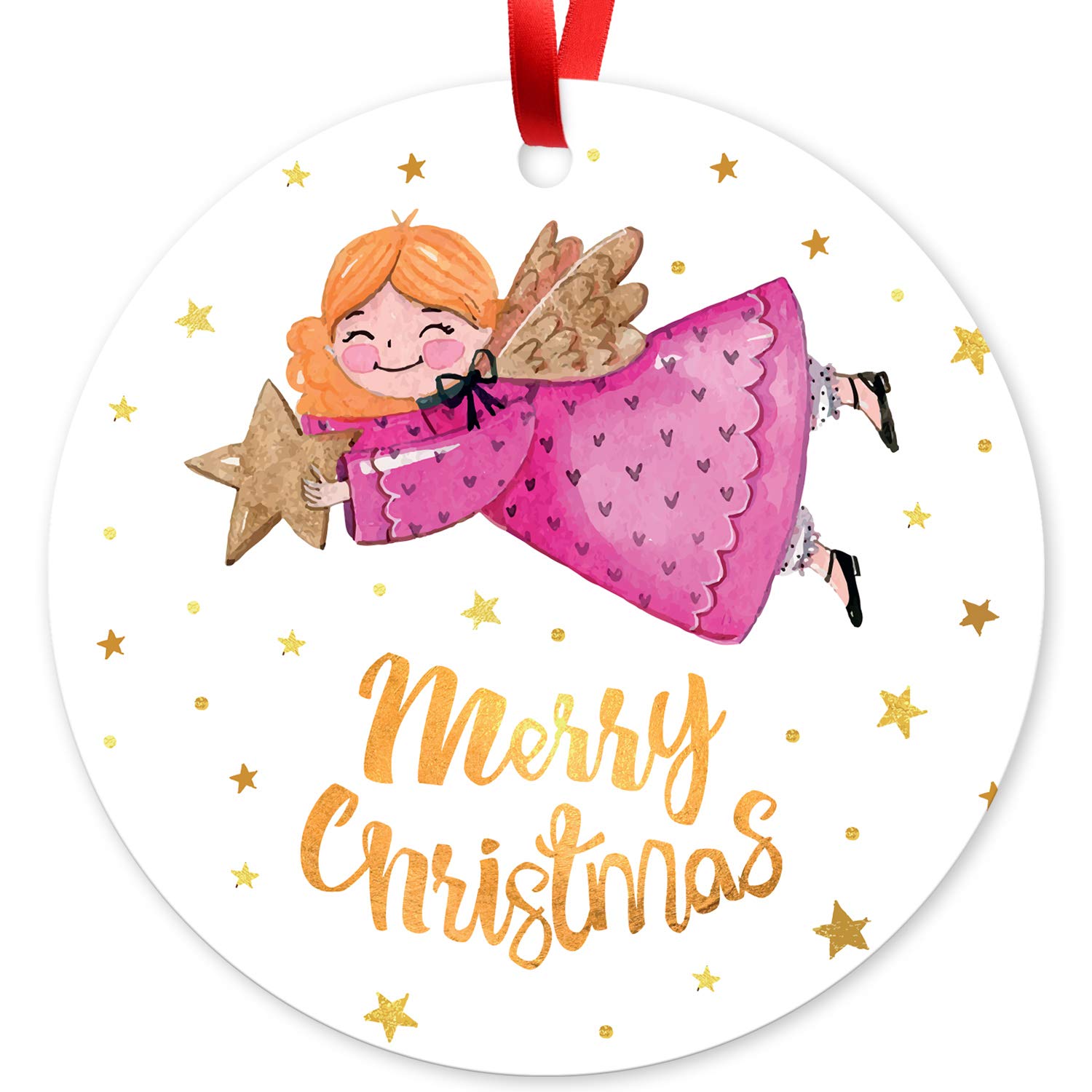 Soul Décor Christmas Decorations, Merry Christmas Ornament, Large 3.75" Round Metal Ornament, Velvet Pouch Included