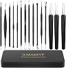 Blackhead Remover Tool Kit, IUMAKEVP 15 PCS Professional Stainless Steel Pimple Popper Comedone Extractor Tools for Removing Pimples, Blackheads, Zit on Face - Acne Removal Kit with Metal Case Black