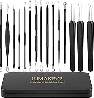 IUMAKEVP 15-Piece Blackhead Remover Kit - Professional Stainless Steel Pimple Popper Tools for Acne, Zits & Comedones with Metal Case