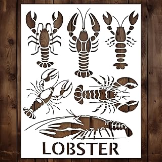 Lobster Stencil | Reusable Lobster Stencils for Painting on Wood, Glass, Wall, Rock, Fabric, Walls, Canvas, Glassware | Lobster Stencil Template 8.5"x 11"