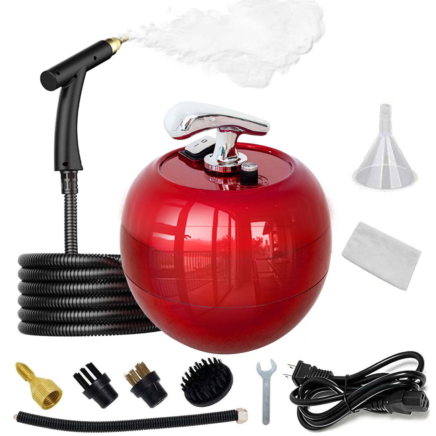 OUTIGO Pulitore a vapore portatile, ad alta temperatura per cucina, 2000 W, elimina grasso e olio in molti settori della cucina, auto, pavimenti, mobili, vetro, piastrelle. (rosso-a)