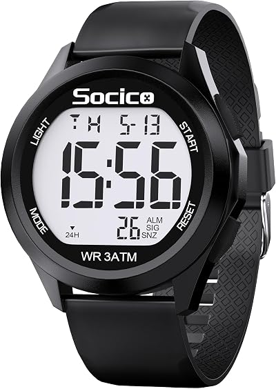 SOCICO Men Digital Watch Waterproof 12/24H Military Style Backlight