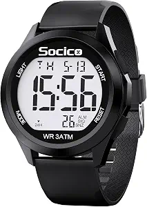 Socico Men Digital Waterproof Watch with Backlight and Military Style
