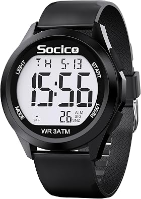 SOCICO Men Digital Watch Waterproof 12/24H Military Style Backlight