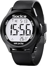 SOCICO Men's Digital Sports Watch Military Design Dual Time LED Ideal Gift | with stopwatch alarm date backlight 30m water-resistance large display ABS case and comfy TPU strap for daily use