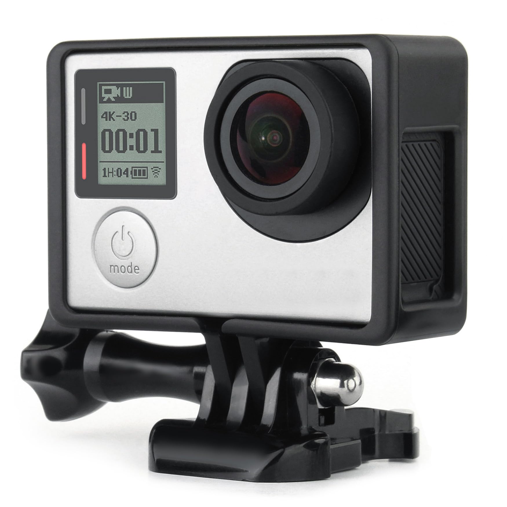 Frame Mount Housing Case with Basic Buckle and Long Thumb Bolt Screw for GoPro Hero 3 3+ 4 Camera and All Slots Fully Accessible-Black