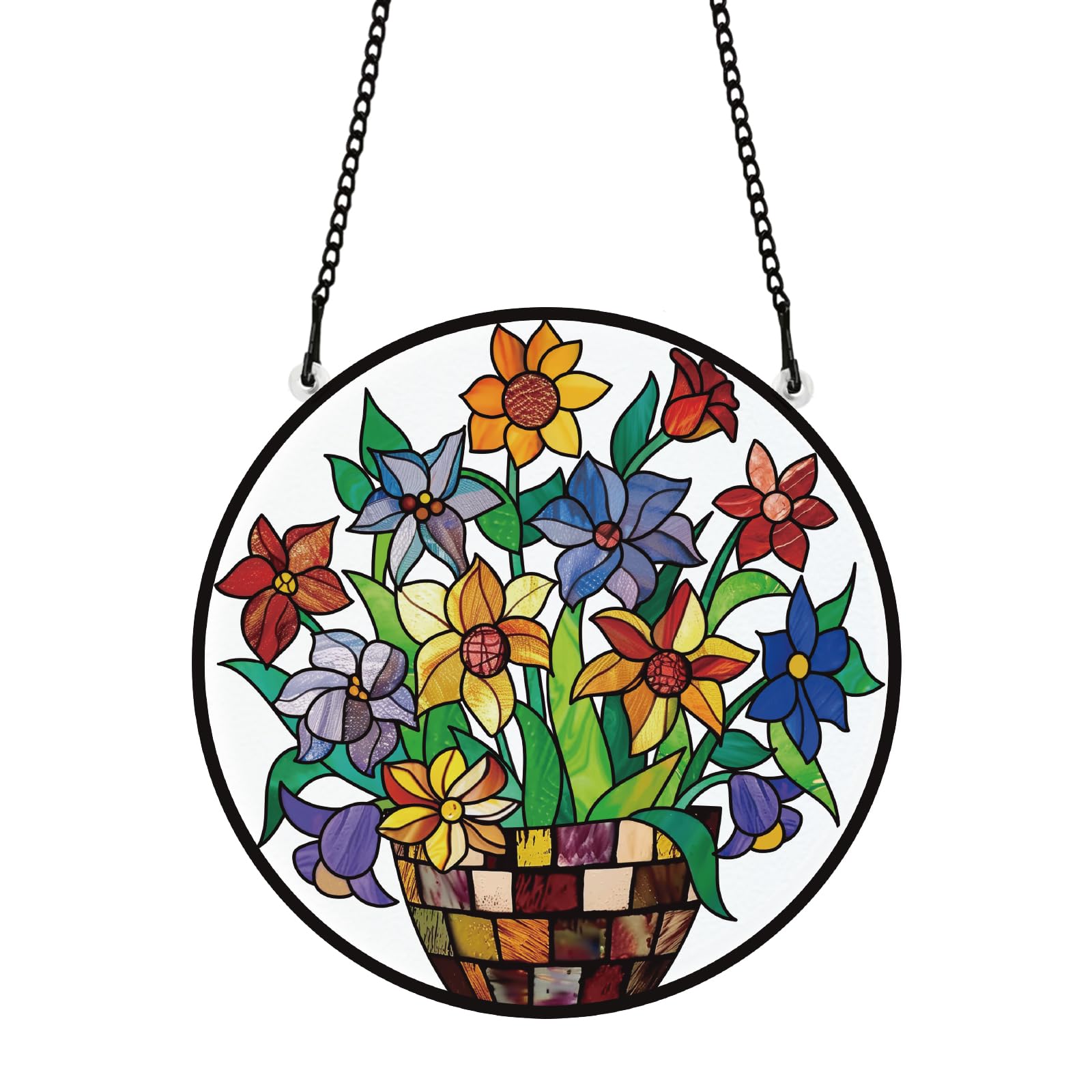 Sonnenblume Sonnenfänger Aus Acryl - Buntglas-Optik Für Fenster & Garten (15/23 Cm)