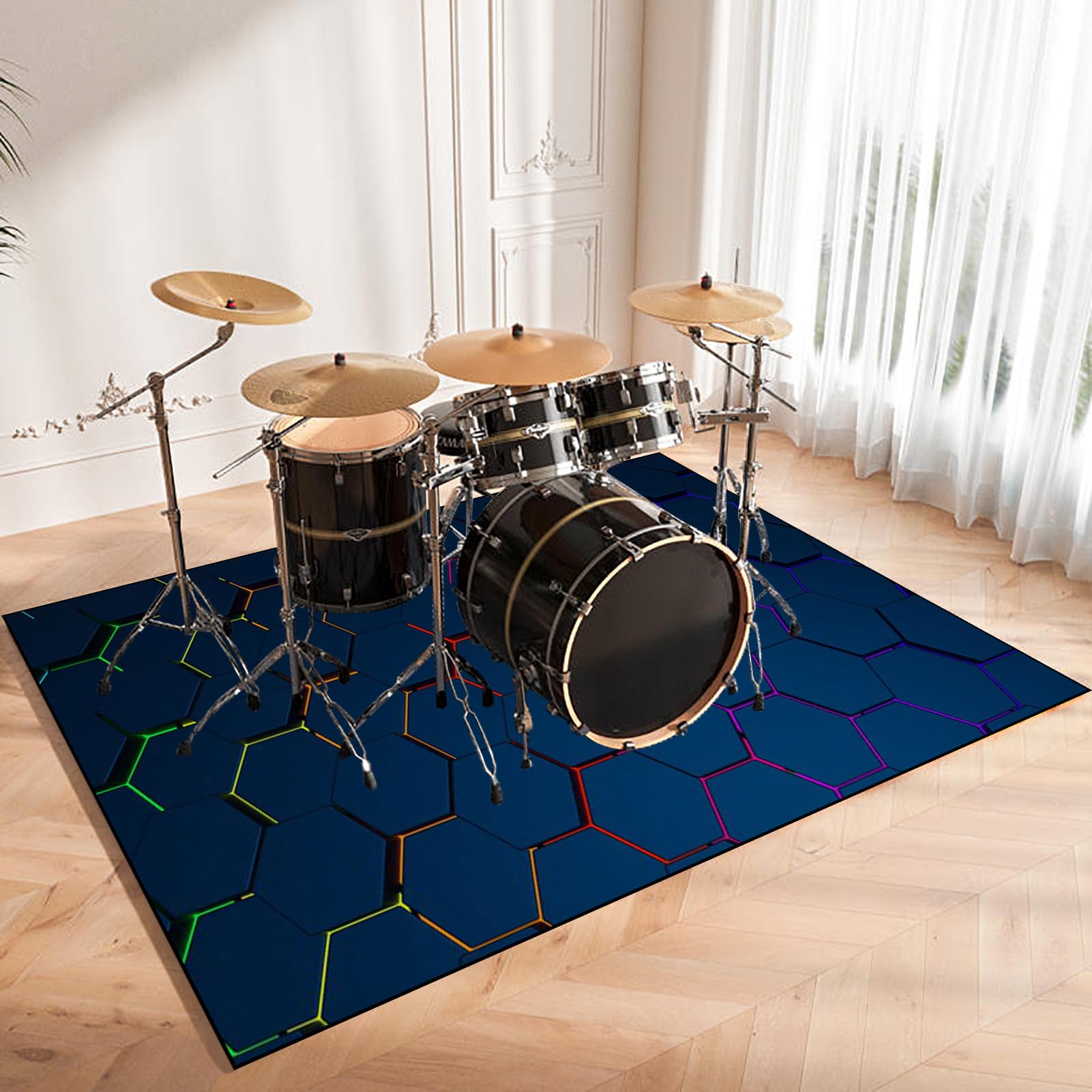 Schlagzeugteppich Drum Teppich Trommelteppich Schallschutz Akustik Schlagzeug Teppich Professionelles rechteckiges Elektronisches Jazz Schlagzeug Kit Drumteppich für Studio, Wohnung 180 x 160 cm
