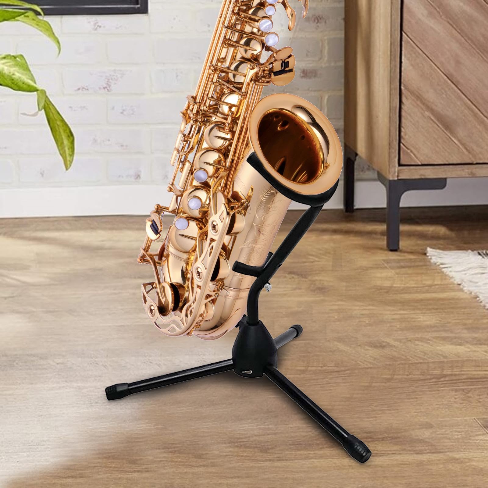 Saxophonständer Für Alt-Saxophon, Tragbarer Saxophon Dreibein Zusammenklappbar, Stabiler Halt Verstellbarer Halter Für Orchesterstudioheimbandschule